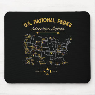 T-Shirt-Karte der Nationalparks Camping Frauen Män Mousepad