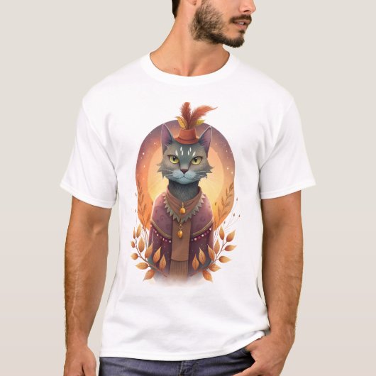 T - Shirt Katze im bohischen Stil (Vorderseite)