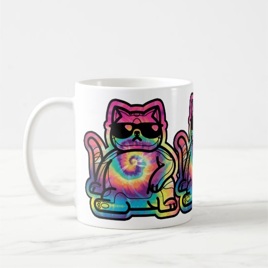 T-Shirt-Katze im Tie-Dye-Look Kaffeetasse (Links)
