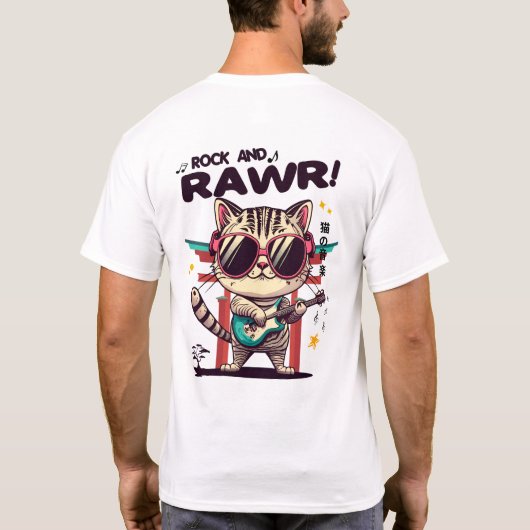 T - Shirt Kawaii Rock Cat (Rückseite)