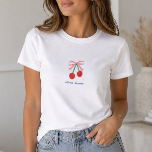 T-Shirt Kirsch Coquette-Schleife Süßes Grafik-T-
