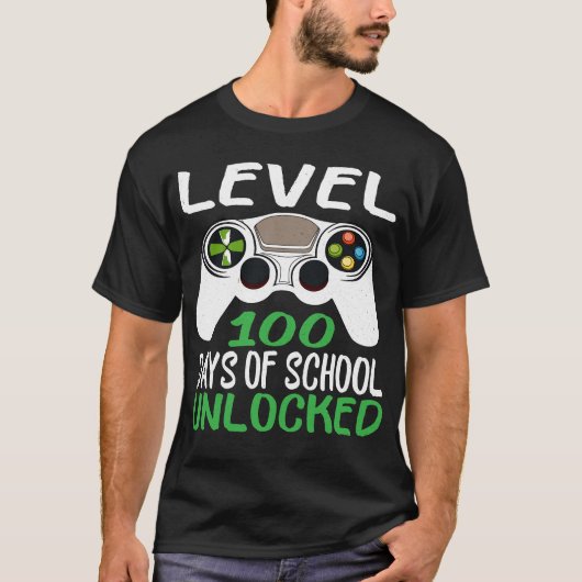 T-Shirt 'Level 100 Tage Schule freigeschaltet' (Vorderseite)