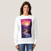 T - Shirt Lila Horizonte über die Flusstäler. (Vorne ganz)