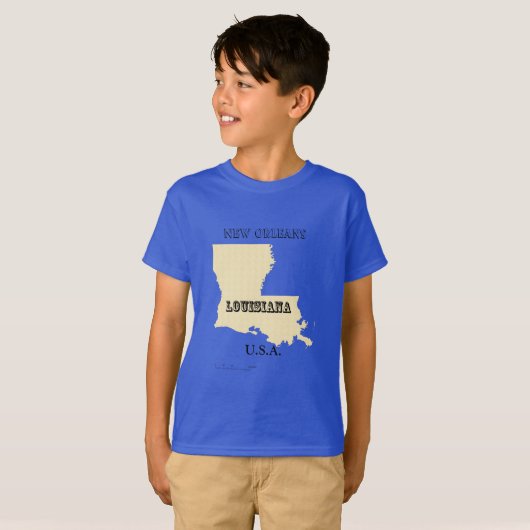 T - Shirt - Louisiana Karte mit Stadt (Vorne ganz)