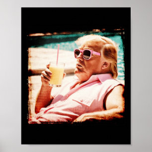 T-Shirt Lustig Retro Pina Colada Trump 2024 Straft Poster