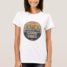 T-Shirt "Manifesting Good Vibes" im Retro-Kreis Vi