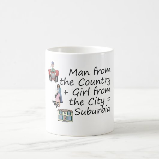 T-SHIRT Mann-Land-Mädchen-Stadt Kaffeetasse (Mittel)