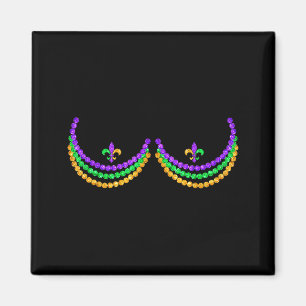 T-Shirt Mardi Gras lustige Perlen S Umriss Kostüm Magnet