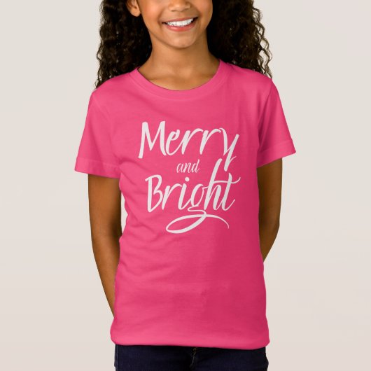 T-Shirt : Merry and Bright (pink) (Vorderseite)