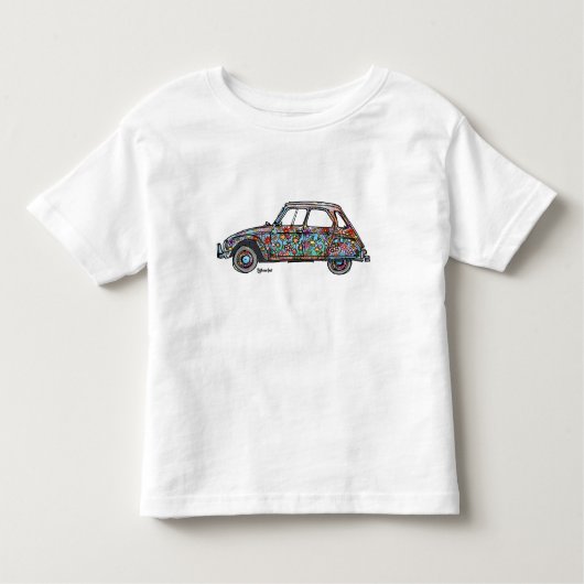 T-shirt met opdruk van gebloemde Citroen Dyane (Vorderseite)