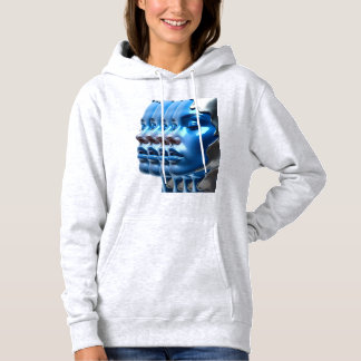T-Shirt Metallic Blau Multi Face Illusion Art Kapu Hoodie