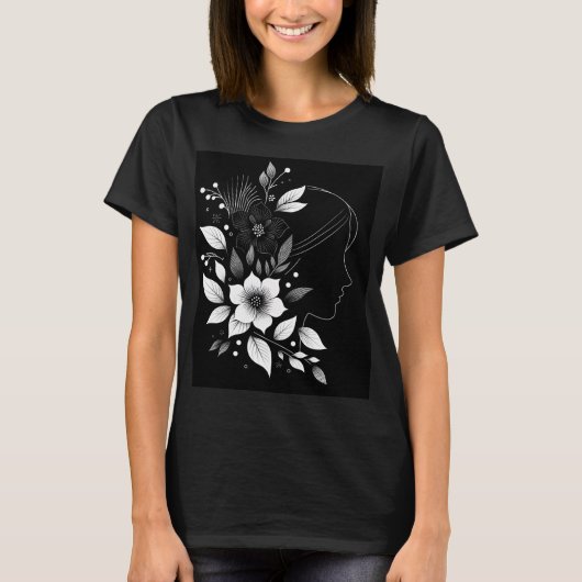 T - Shirt Minimalistisch Blume (Vorderseite)