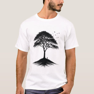 T - Shirt Minimalistische Bäume und Vögel