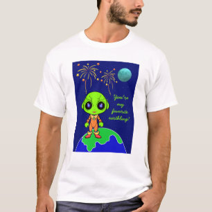 T - Shirt mit Alien und Feuerwerk für neuen Papa