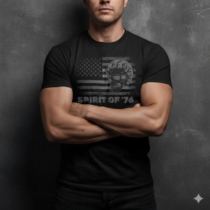 T-Shirt mit amerikanischer Flagge und Biker-Schäde