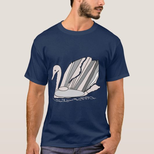 T - Shirt mit Art Deco Design Swan (Vorderseite)