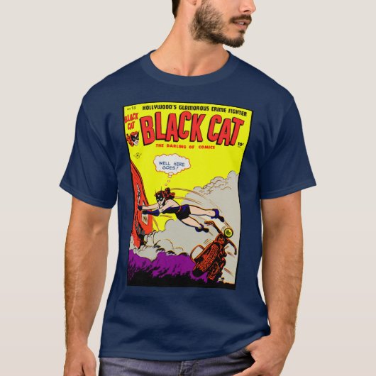 T-Shirt mit Black Cat Comic aus den 1940ern (Vorderseite)