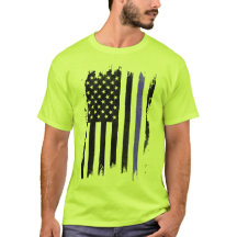 T - Shirt mit blauer, schwarz-weißer Flagge