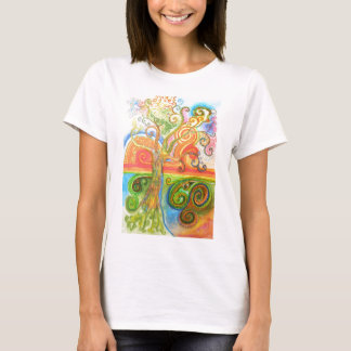 T - Shirt mit buntem psychedelischem Wirblem Baum