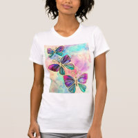 T - Shirt mit bunten Schmetterlingen - Kunst