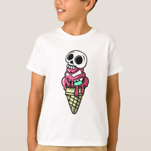 T-Shirt mit Cartoon-Motiv: Totenkopf-Eiscreme-Waff