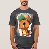 T - Shirt mit Charmander im Chibi-Stil mit leuchte (Vorderseite)