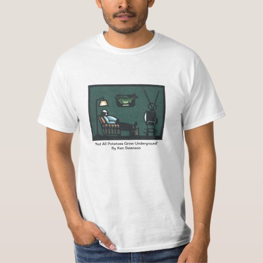 T - Shirt mit Couch-Kartoffel-Entwurf (Vorderseite)