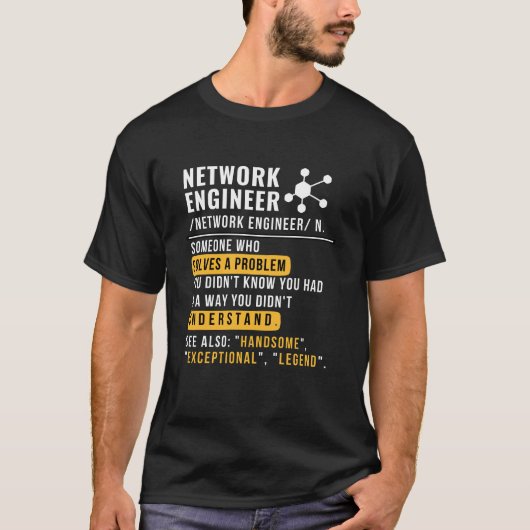 T-Shirt mit Definition für Network Engineer (Vorderseite)