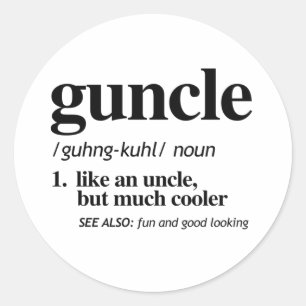 T-Shirt mit Definition von Guncle Runder Aufkleber