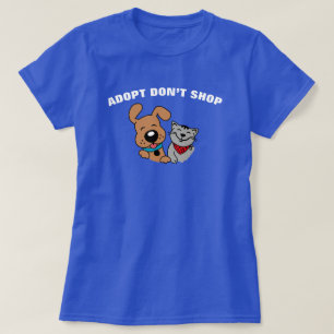 T-Shirt mit dem Aufdruck Adopt Don’t Shop Hund Kat