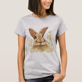 T - Shirt mit dem Print Happy Bunny in Golden Tone