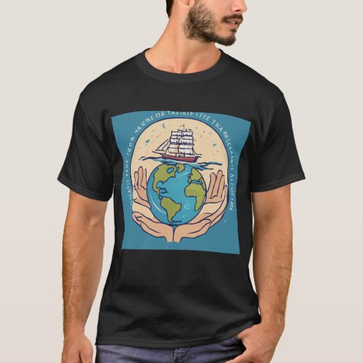 T - Shirt mit der Erde in Hands-Design - Unterstüt (Vorderseite)
