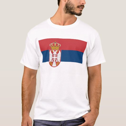 T Shirt mit der Flagge Serbiens (Vorderseite)