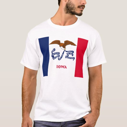 T Shirt mit der Flagge von Iowa Staat USA (Vorderseite)