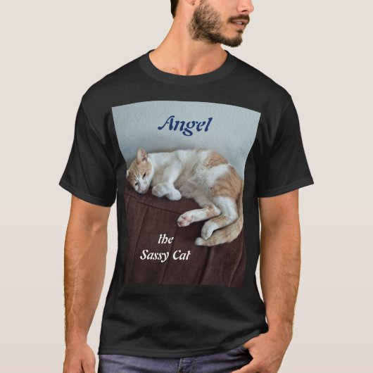 T-Shirt mit der frechen Katze Angel (Vorderseite)