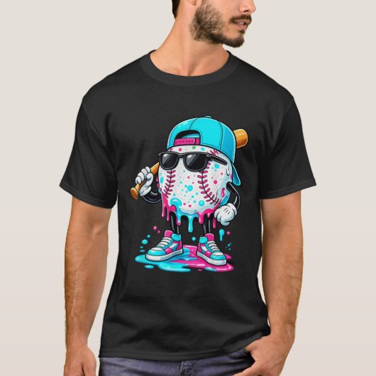 T-Shirt mit Drip-Baseball-Lifestyle-Maskottchen Lu (Vorderseite)