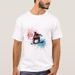 T - Shirt mit einem Mann, der auf einem Snowboard