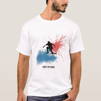 T - Shirt mit einem Mann, der auf einem Snowboard