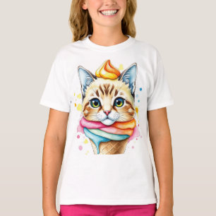 T-Shirt mit Eiscreme und Katze