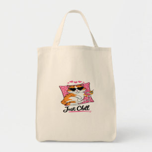 T - Shirt mit entspannender Katze - Just Chill Cat Tragetasche