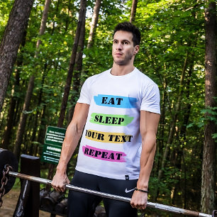 T-Shirt mit Essens-Schlaf-Wiederholungs-Motiv zum