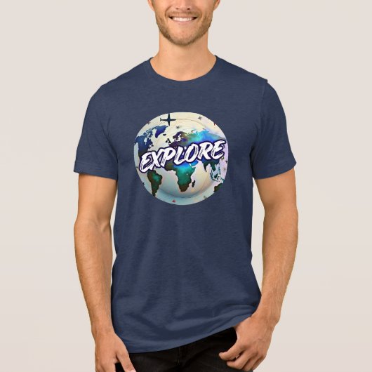 T-Shirt mit Explore-Motiv Tri-Blend Shirt (Vorderseite)