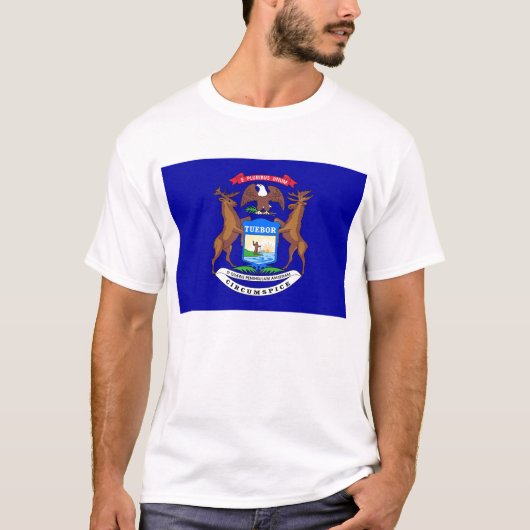 T Shirt mit Flag Michigan Staat USA (Vorderseite)