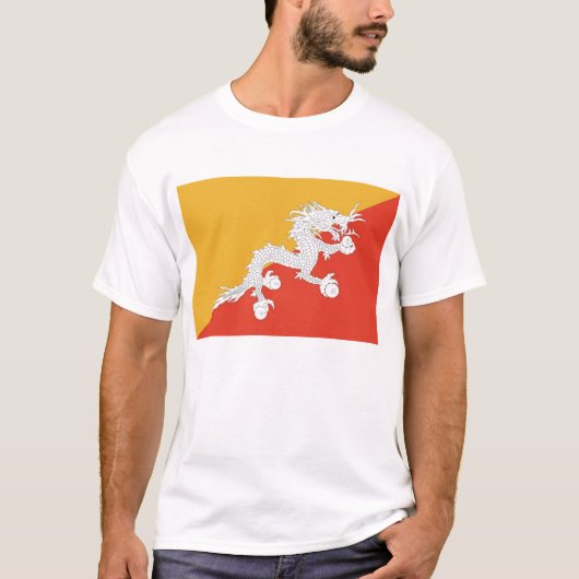 T Shirt mit Flagge Bhutans (Vorderseite)