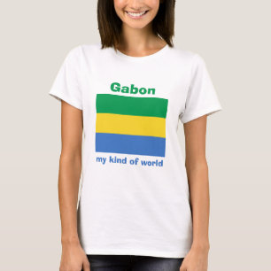 T-Shirt mit Flagge + Karte + Text von Gabun