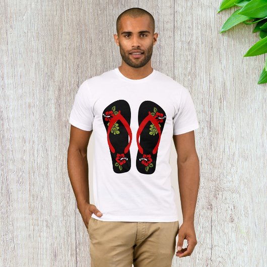 T - Shirt mit floralen Flip Flops