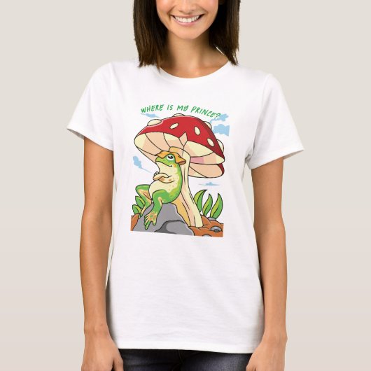T - Shirt mit Frosch "Wo ist mein Prinz?" (Vorderseite)