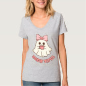 T-Shirt mit Geist, der Kaffee trinkt (Vorderseite)