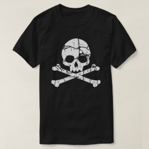 T - Shirt mit gekracktem Schädel und Kreuzknochen
