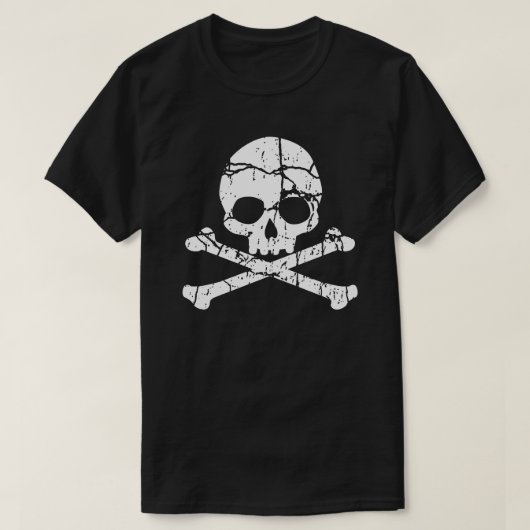 T - Shirt mit gekracktem Schädel und Kreuzknochen (Design vorne)